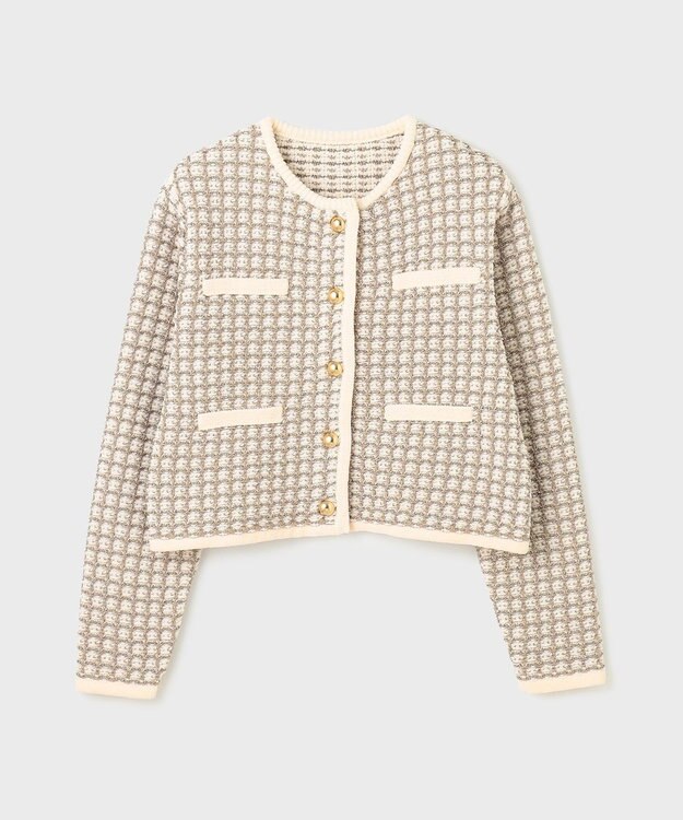 GRACE CONTINENTAL ツイードニットカーディガン キナリ