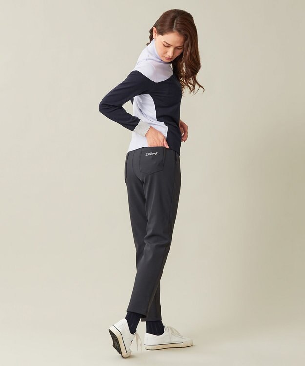 23区GOLF 冬の暖かボトム【WOMEN】ボンディング テーパードパンツ ネイビー系
