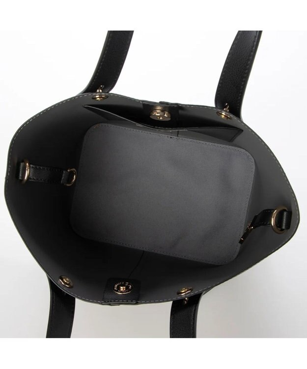 UNBILLION cachecache スタッズポイント両面合皮2wayトートバッグ ブラック