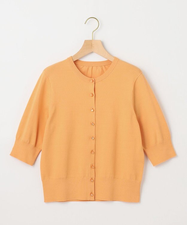 組曲 【5色展開・洗える】MINA半袖 カラーカーディガン オレンジ系