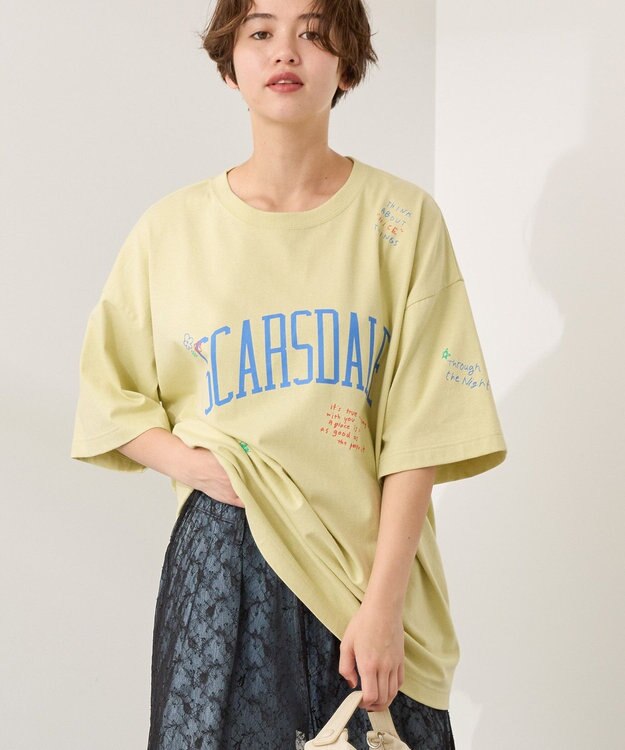 AMERICAN HOLIC 総柄ロゴTシャツ Lime Green