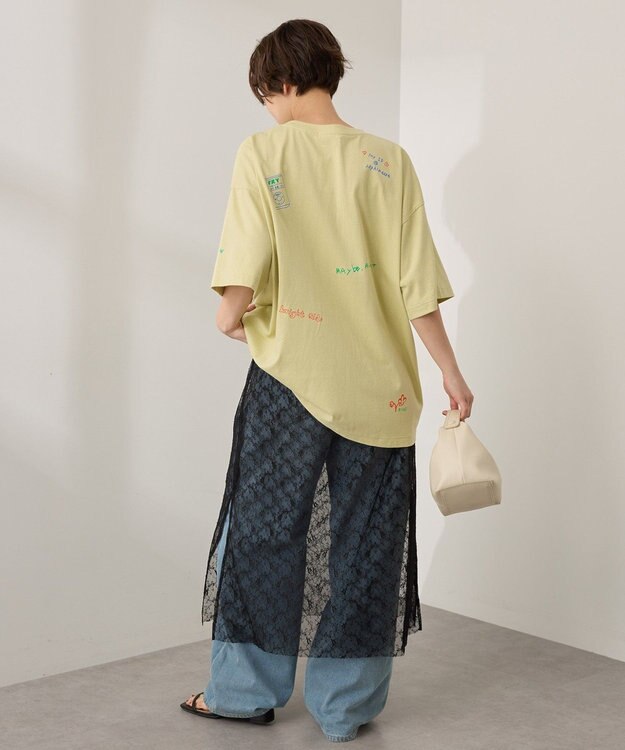 AMERICAN HOLIC 総柄ロゴTシャツ Lime Green