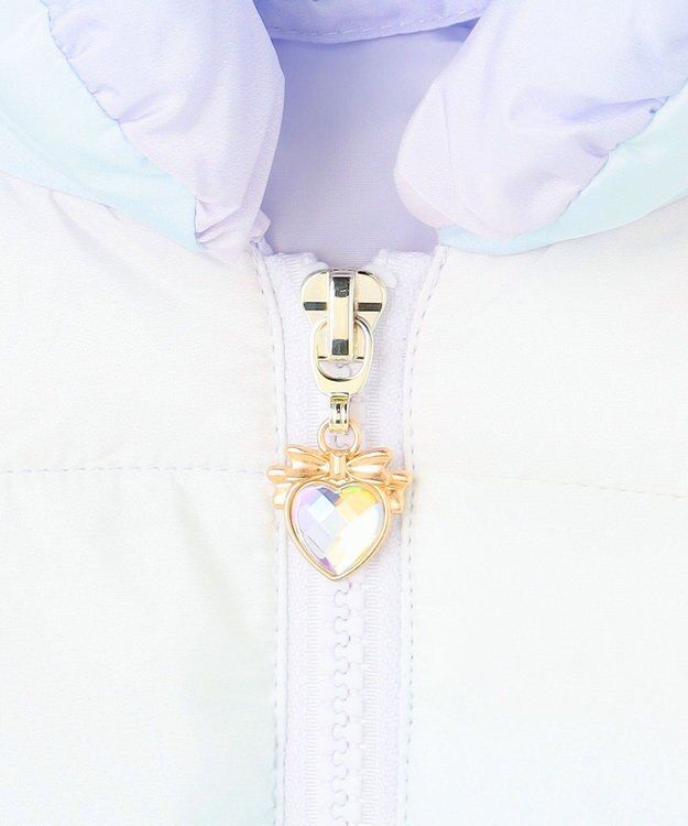 ANY KIDS 【フード取り外し/洗濯機可能】中綿フリル リボンコート レインボー