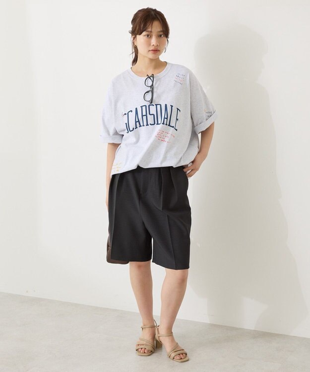 AMERICAN HOLIC 総柄ロゴTシャツ Gray Mixture