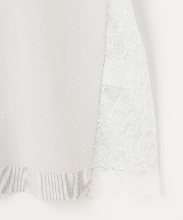 自由区 【洗える】クレープストレッチ バックレース ニット ライトグレー系