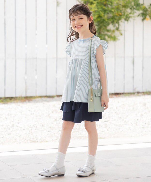 組曲 KIDS 【UVケア】【110-140㎝】マリンボーダー チュニック サックスブルー