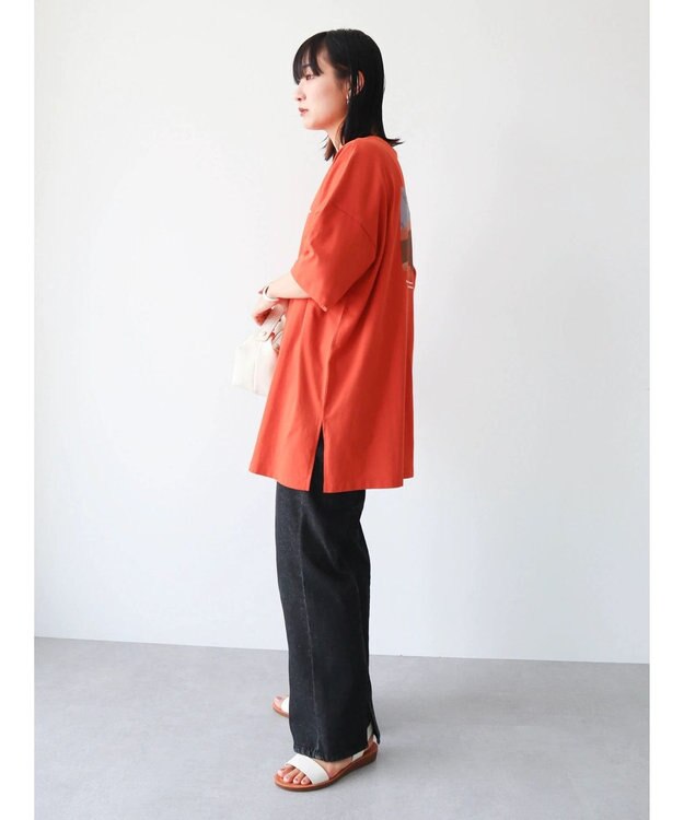 Green Parks バックフォトプリント半袖チュニック Orange