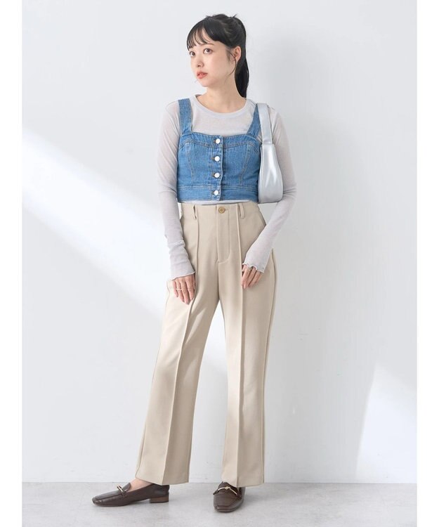 earth music&ecology シアーリブロゴ刺繍プルオーバー Light Gray