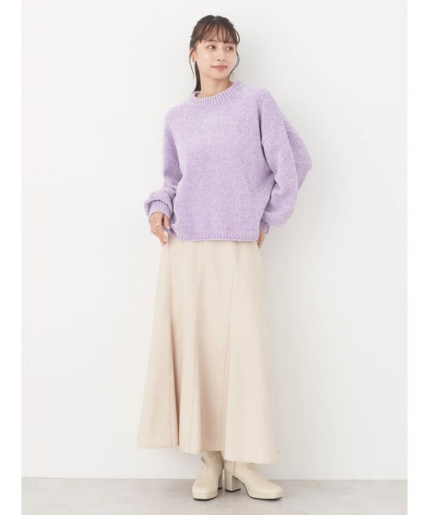 earth music&ecology シャイニーベロアモールプルオーバー Lavender