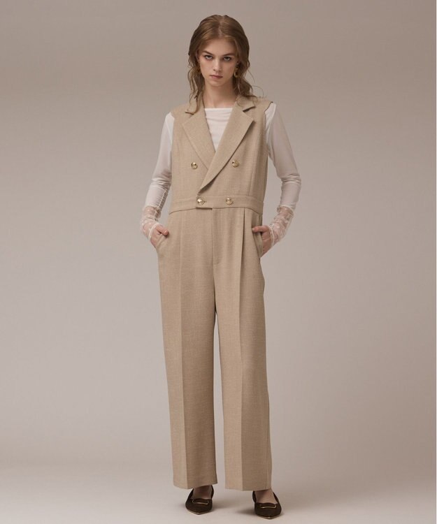 GRACE CONTINENTAL ツイードテーラーサロペット ベージュ