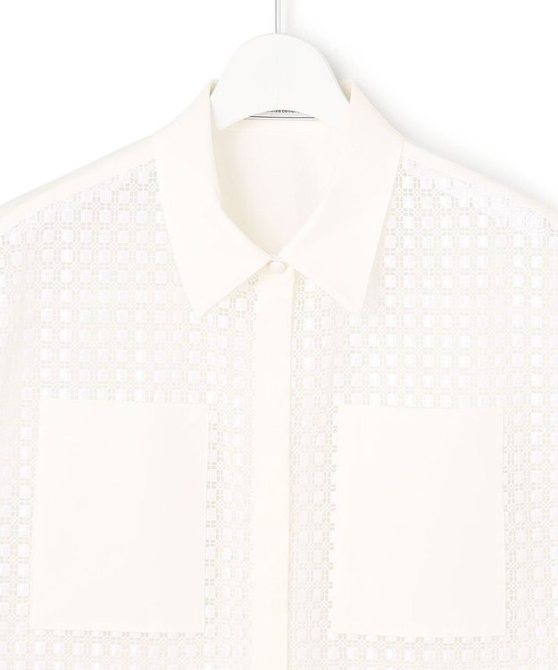 ICB L 【WEB＆一部店舗限定】 SustainableSquareLace フレンチスリーブシャツ オフホワイト