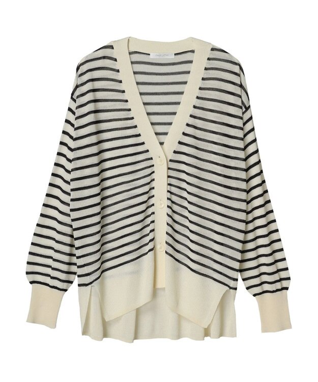 Green Parks さらっと　Ｖネックカーディガン Border