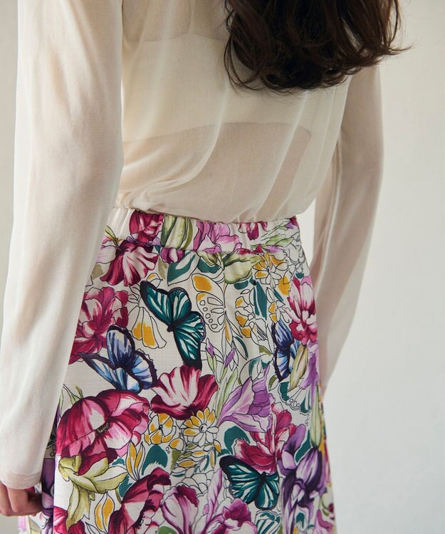 GRACE CONTINENTAL フラワーガーデンプリントスカート ピンク