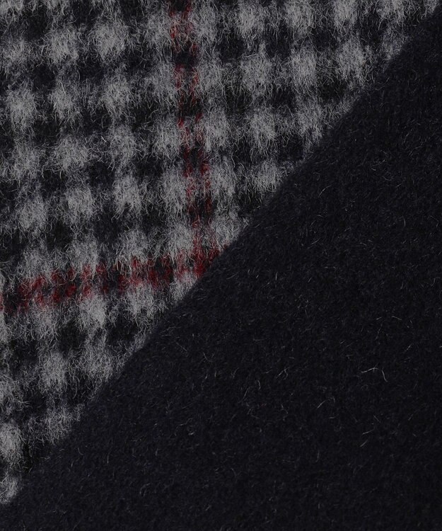 J.PRESS LADIES 【リバーシブル】ウールナイロンリバーチェック スタンドカラー コート ネイビー×チェック系