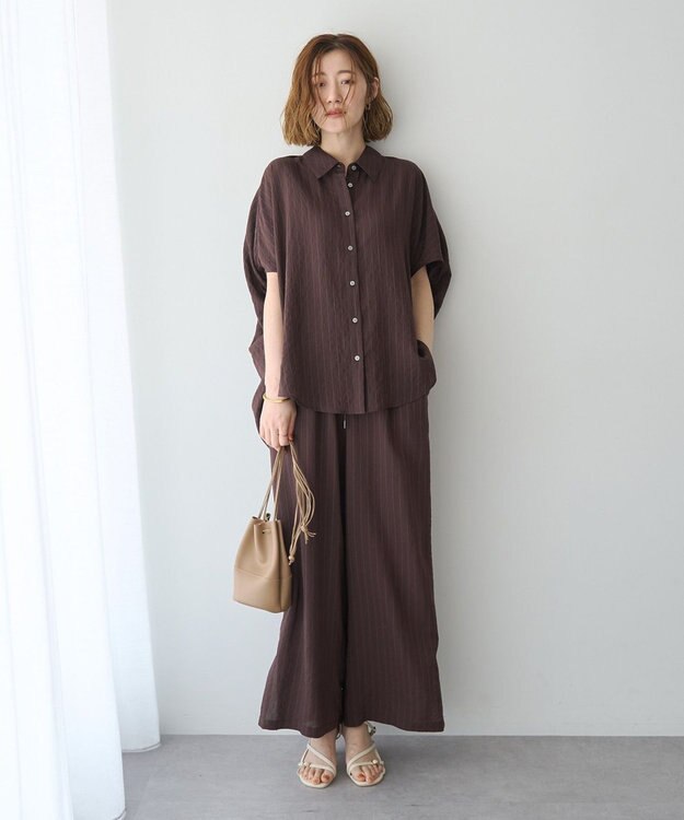 YECCA VECCA ストライプ柄シャツ Brown