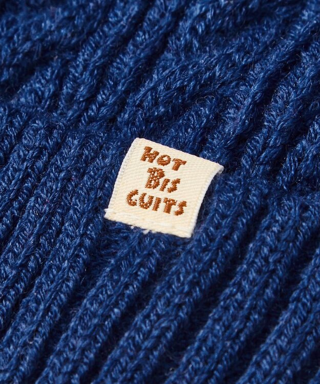 MIKI HOUSE HOT BISCUITS 【46-56cm】 ぼん天付きケーブル編みニット帽子 紺