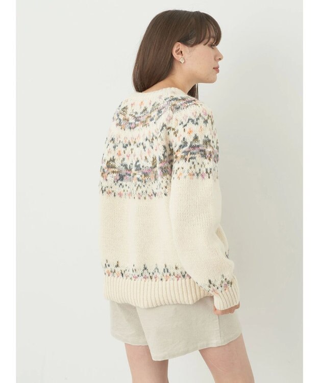 earth music&ecology スラブヤーンノルディックプルオーバー Ivory