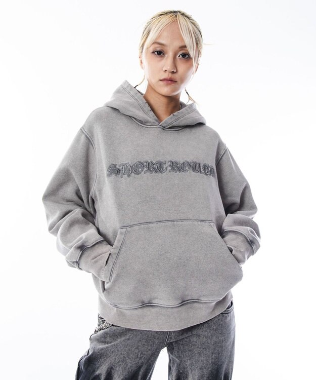 WEGO 【ユニセックス着用ITEM】コンパクトフィットロゴプルパーカー グレー