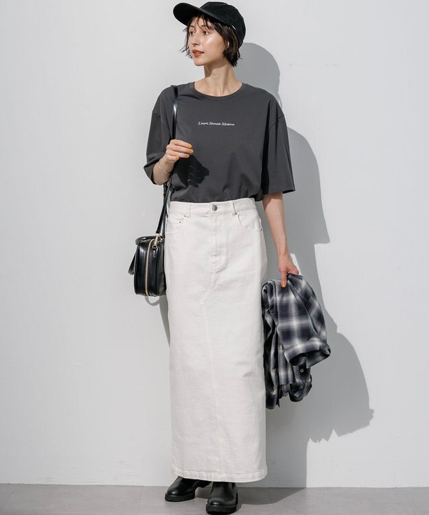23区 【先行予約】ドロップショルダー メッセージ ロゴTシャツ グレー系
