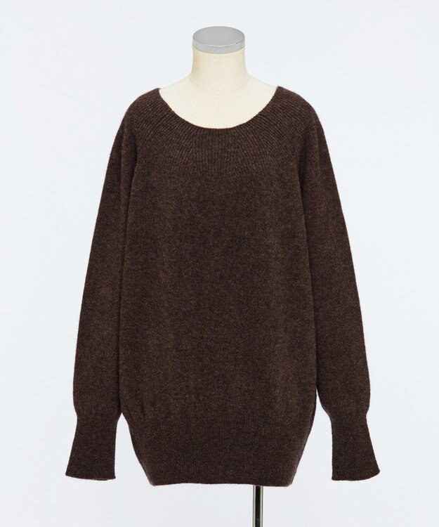 TOQUE 〈大草直子さんアドバイザー〉ベビーアルパカ×ウール縮絨ニットラグランスリーブ ブラウン