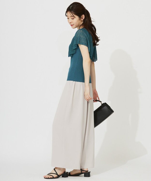 ANY SIS 【洗える】レーシーフレアスリーブ ニット ディープグリーン