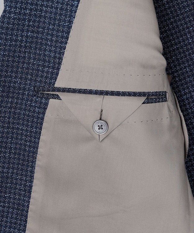 GOTAIRIKU 【尾州】ストレッチメッシュジャケット_千鳥格子柄 ネイビー×千鳥格子柄