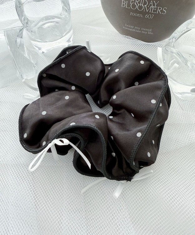 WEGO Lリボンドットシュシュ ブラック