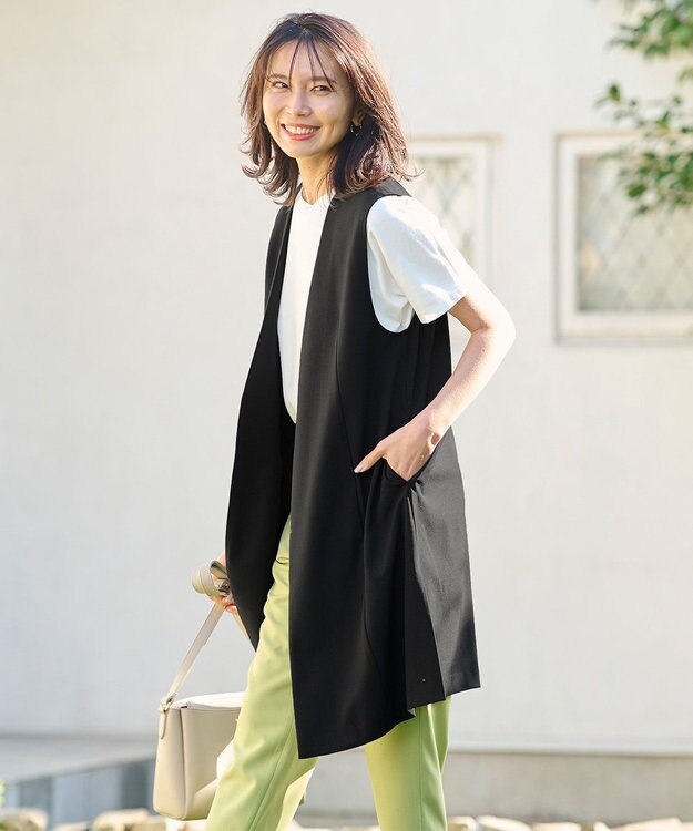 ANY 【セットアップ対応・UVケア・接触冷感】イージケアスタイルアップジレ ブラック