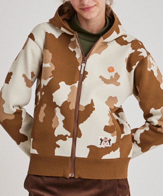 PW CIRCULUS 【WOMEN】ピント柄 ジップアップニットフーディ ベージュ系5