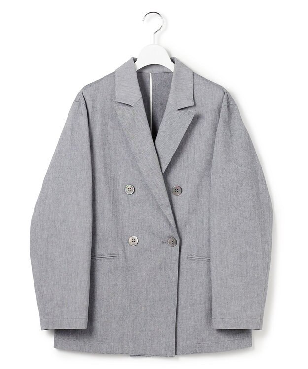 23区 L 【先行予約】スラブツイルストレッチ オーバーサイズ ダブルジャケット ネイビー系
