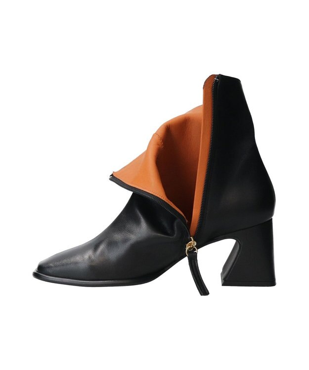 INTER-CHAUSSURES 【ANGEL ALARCON】フレアヒールセンターシームショートブーツ ブラック