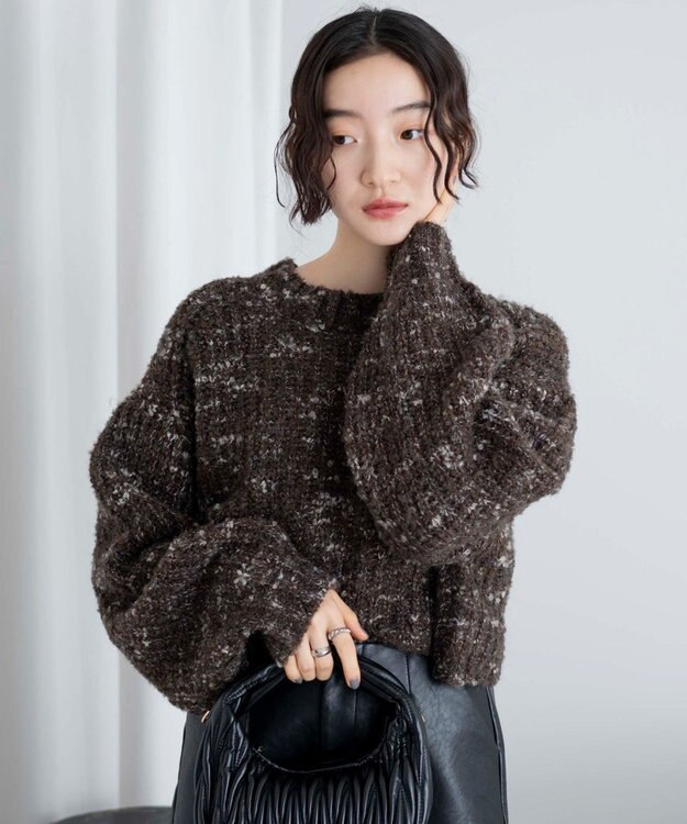 WEGO ミックスブークレ2WAYカーディガン ブラウン