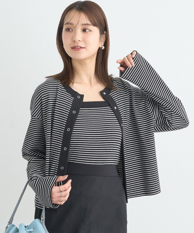 earth music&ecology ＳＥＴ２点リブアンサンブル Border Black