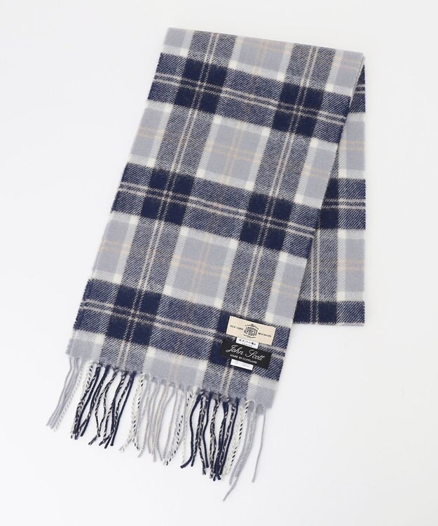 J.PRESS MEN チェックマフラー ライトグレー系9