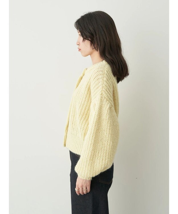earth music&ecology ヘアリーショートニットカーディガン Light Yellow
