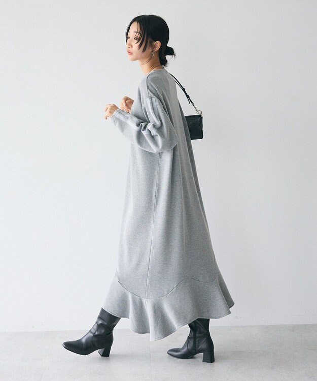 CRAFT STANDARD BOUTIQUE ライン入り裾フリルワンピース Gray Mixture