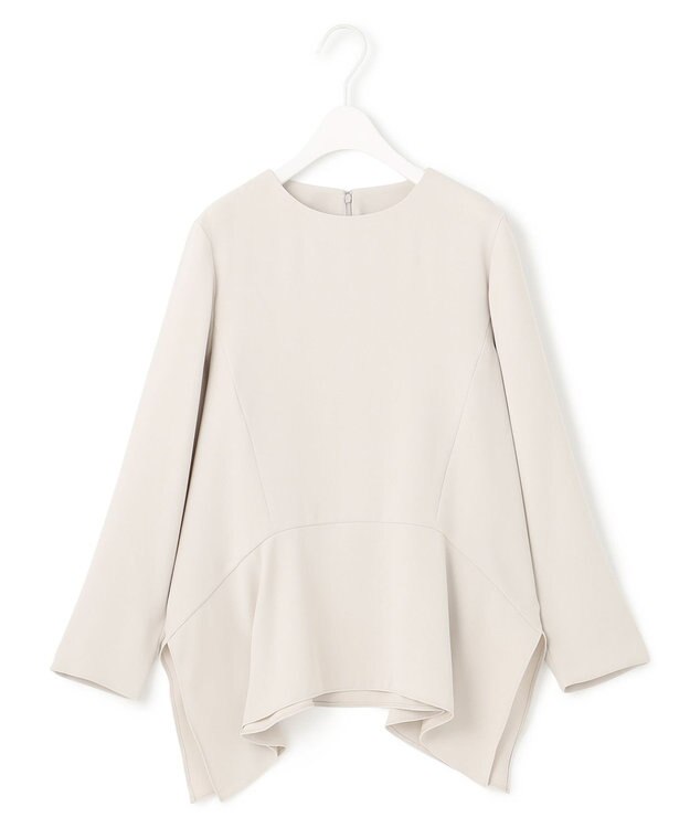 ICB 【洗える】ライトダブルクロス ペプラムブラウス トープ系