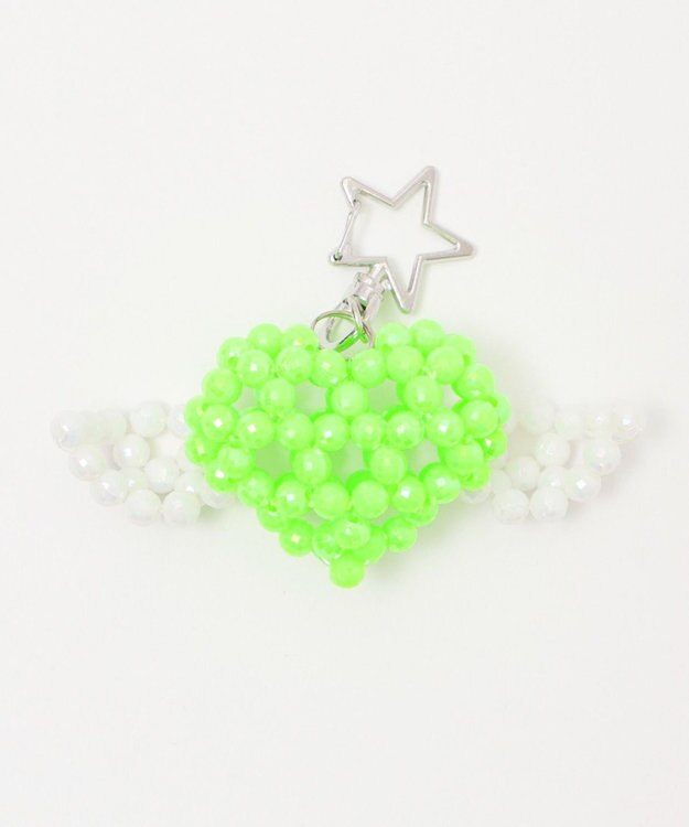 WEGO ハートウィングビーズキーホルダー グリーン