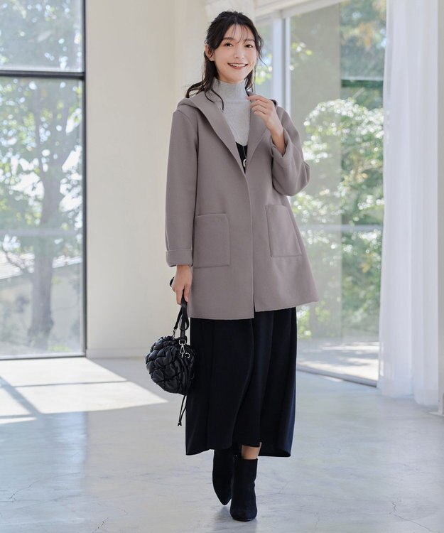 Tiaclasse ダブルフェイスニットロングコート モカ