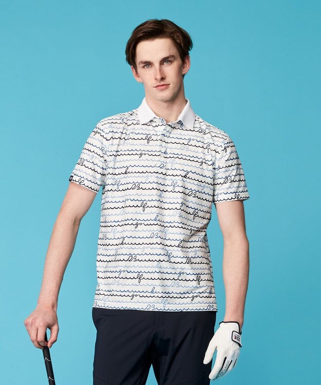23区GOLF 【MEN】【吸水速乾・UVケア】ウェーブロゴプリント 半袖シャツ ホワイト系5