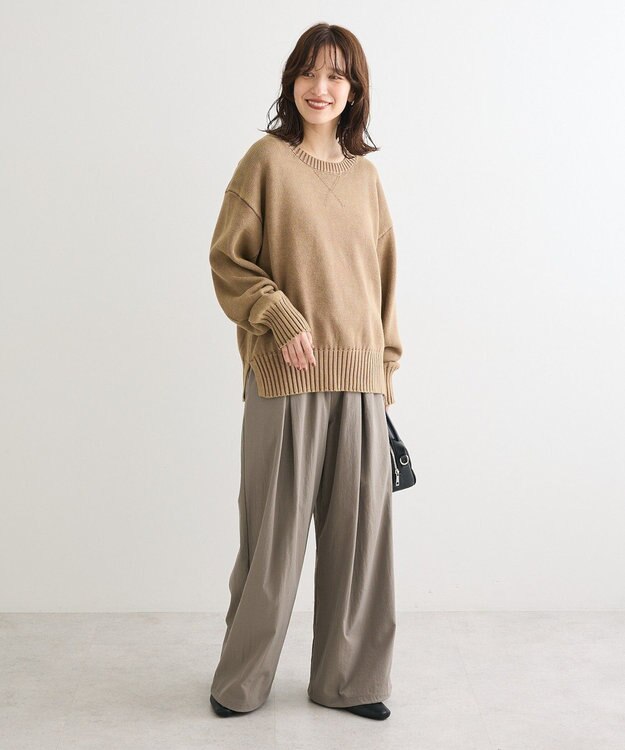 Green Parks ピグメントニットプルオーバー Light Beige