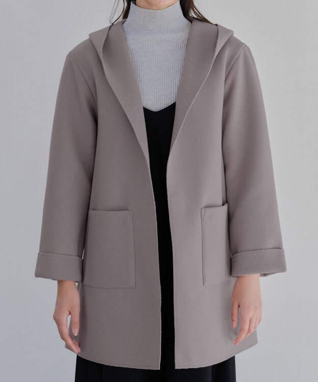 Tiaclasse ダブルフェイスニットロングコート モカ