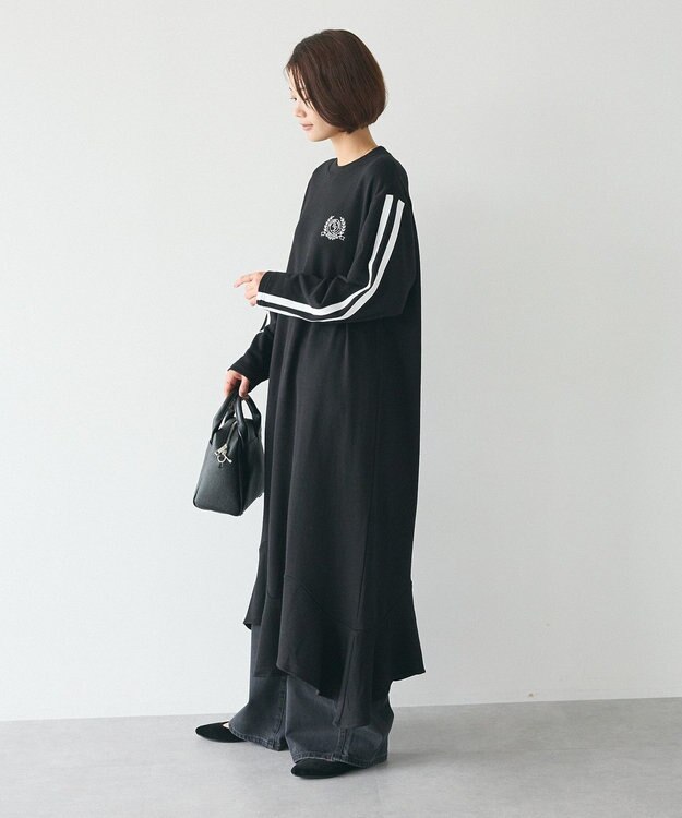 CRAFT STANDARD BOUTIQUE ライン入り裾フリルワンピース Black