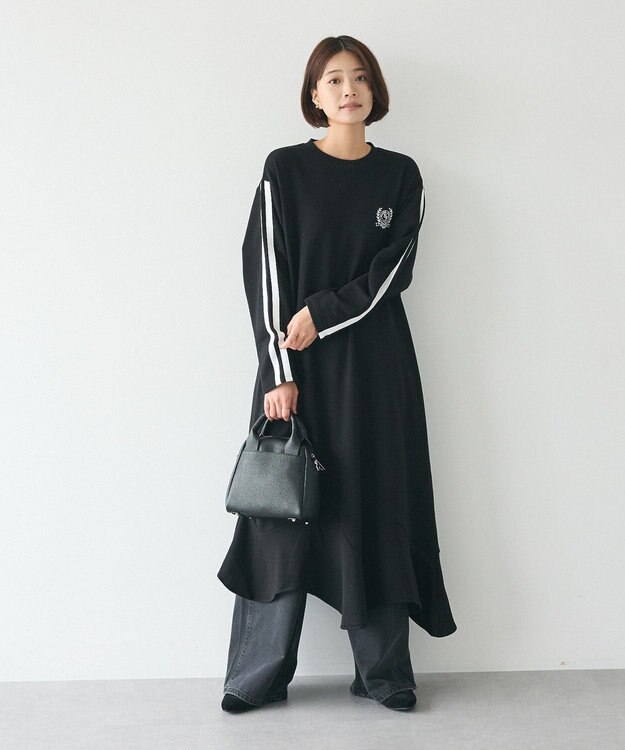 CRAFT STANDARD BOUTIQUE ライン入り裾フリルワンピース Black