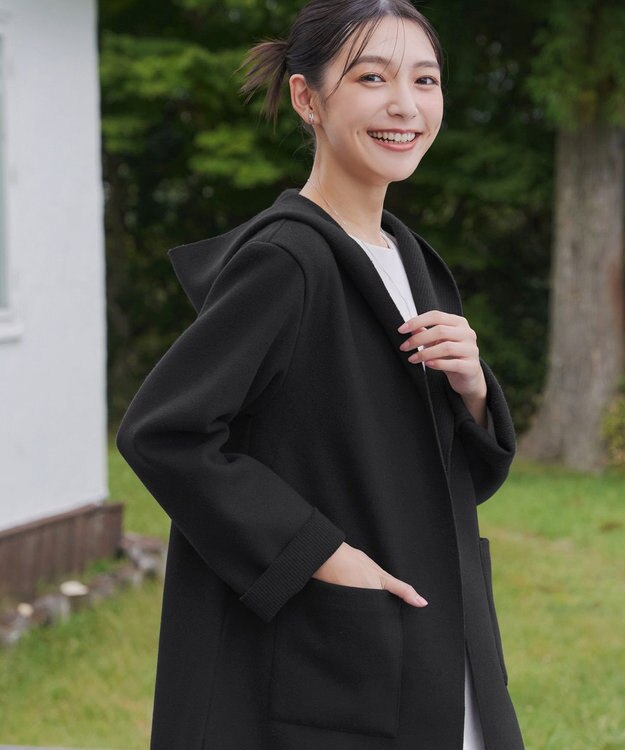 Tiaclasse ダブルフェイスニットロングコート ブラック