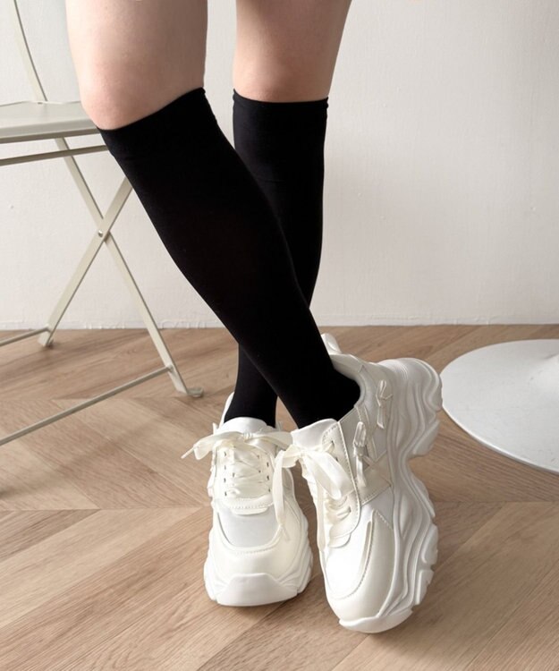 WEGO リボンデザイン厚底スニーカー ホワイト