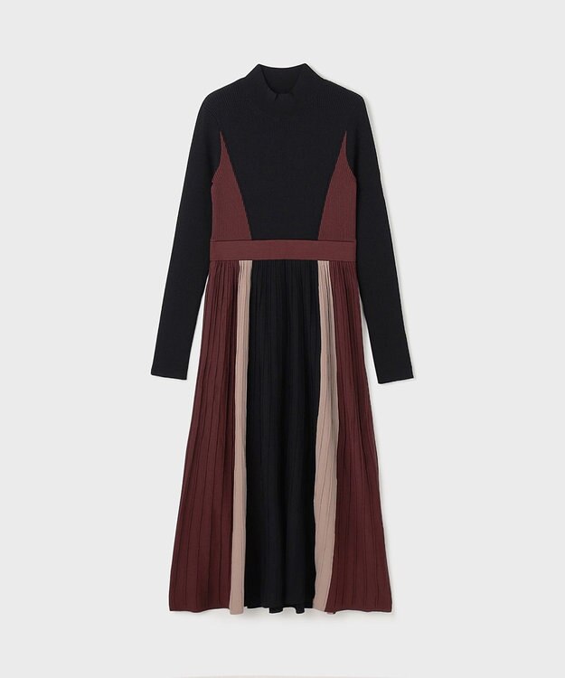 GRACE CONTINENTAL バイカラーフレアニットワンピース ブラック