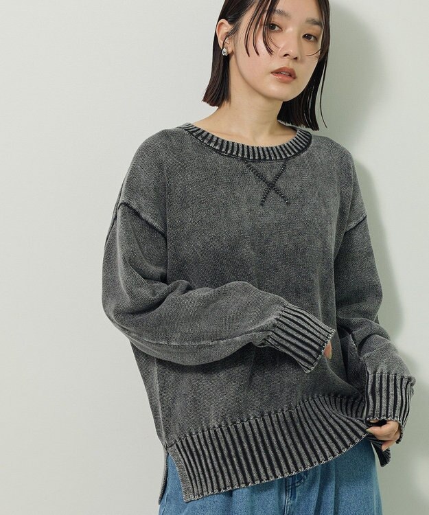 Green Parks ピグメントニットプルオーバー Charcoal Gray