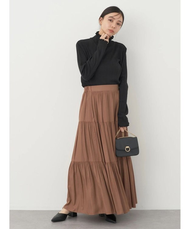 earth music&ecology コットンシアータートルネックプルオーバー Black