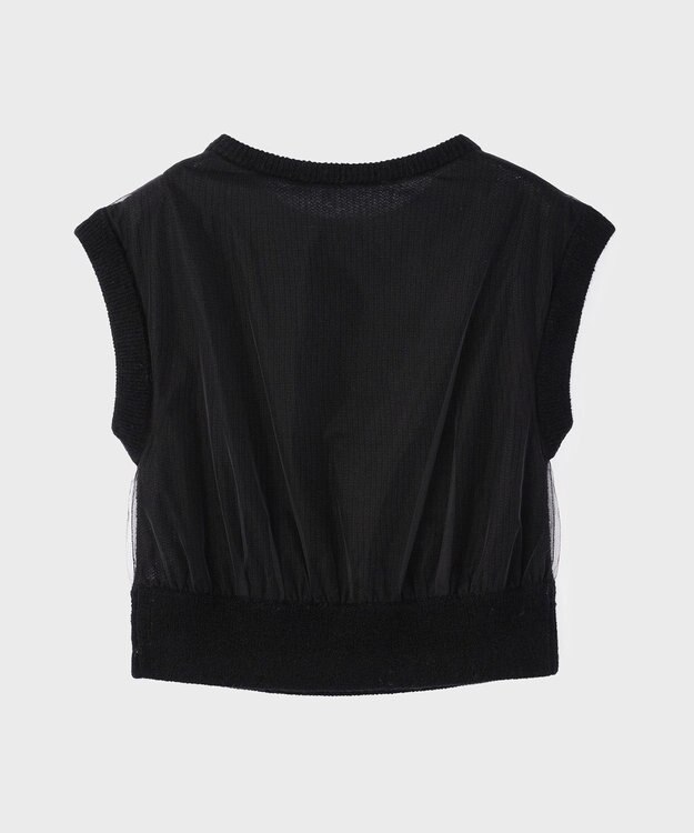 GRACE CONTINENTAL チュール刺繍ニットトップ ブラック